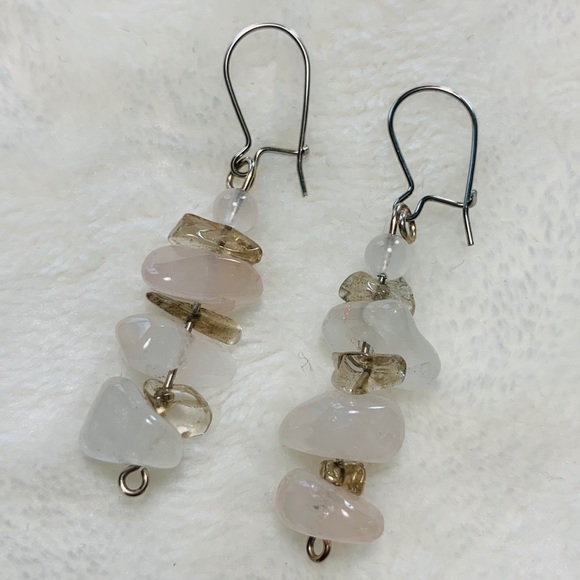 Handmade rose quartz earrings - Picture 3 of 7